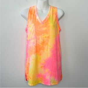 WHITE BIRCH Pink Yellow Orange Tie Dye The Phoebe Tank Top Size Small